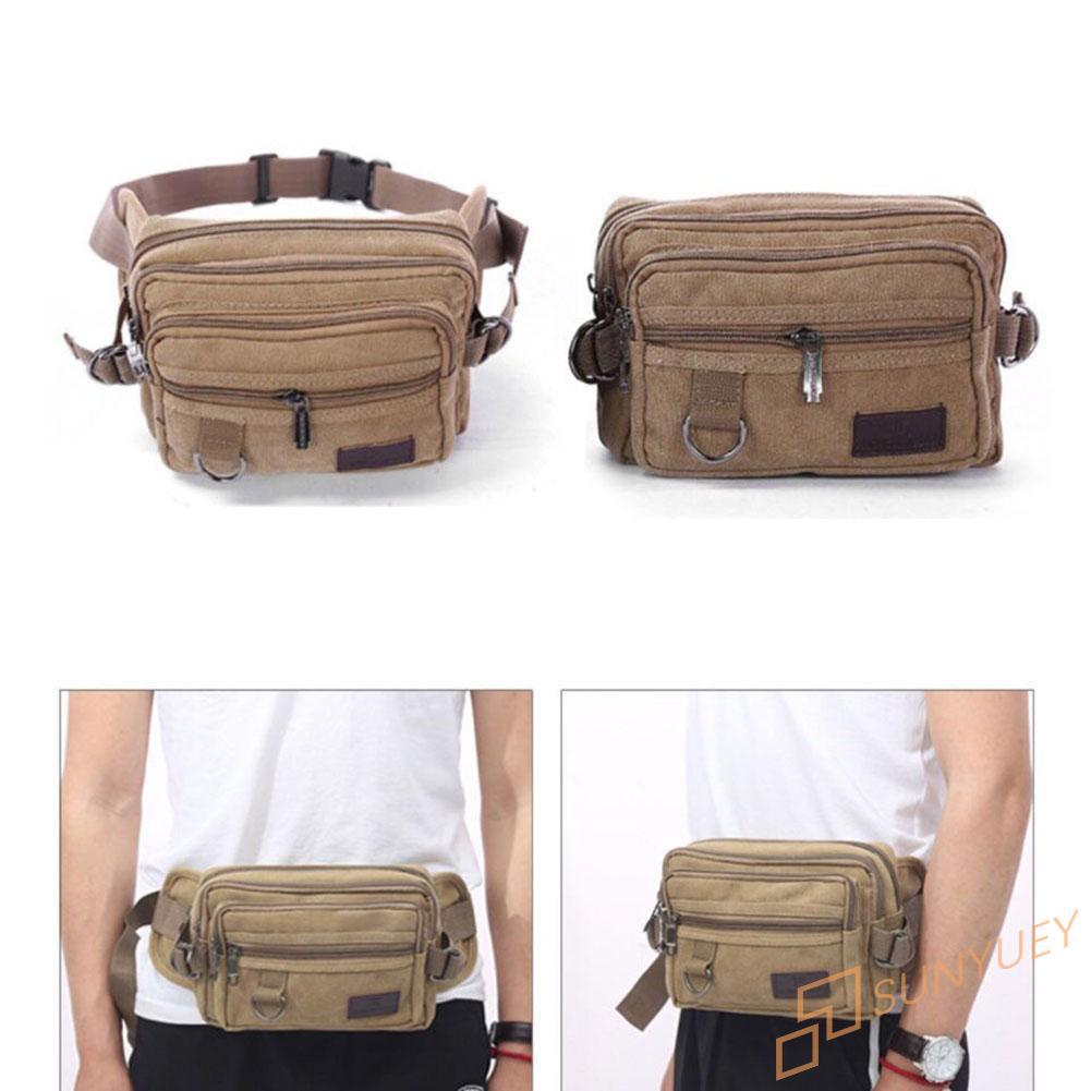 Ví canvas đeo hông nhiều ngăn phong cách vintage cho nam | BigBuy360 - bigbuy360.vn