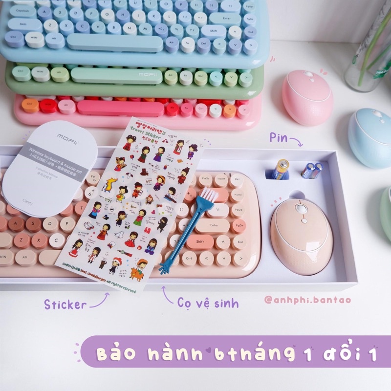 Bộ bàn phím không dây giả cơ &amp; chuột MOFII Candy XR/chính hãng 100% MOFII/bảo hành 1 đổi 1ii