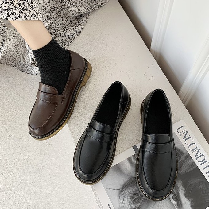 Hàn Quốc phiên bản của nữ sinh đôi giày con nít nhung vòng tròn đầu vuông gót chân