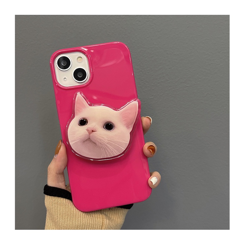 Ốp Điện Thoại Màu Kẹo Bóng Có Giá Đỡ Hình Mèo Cho IPhone 14 7 / 8 SE 2020 7P / 8Plus X XS XR 11 12 13 Mini Pro Max