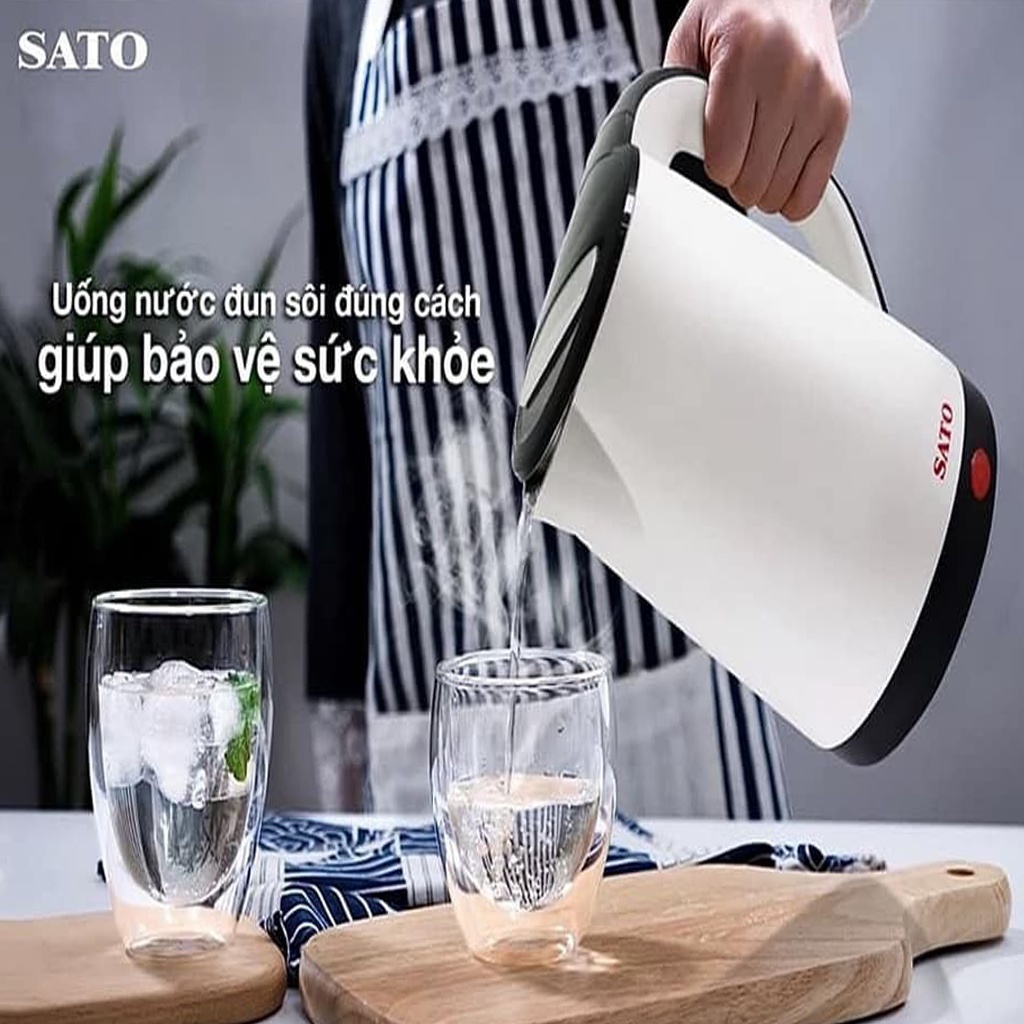 Ấm Siêu Tốc SATO 17ST71, Dung Tích 1.8L, Vỏ Nhựa Cao Cấp Cách Nhiệt.