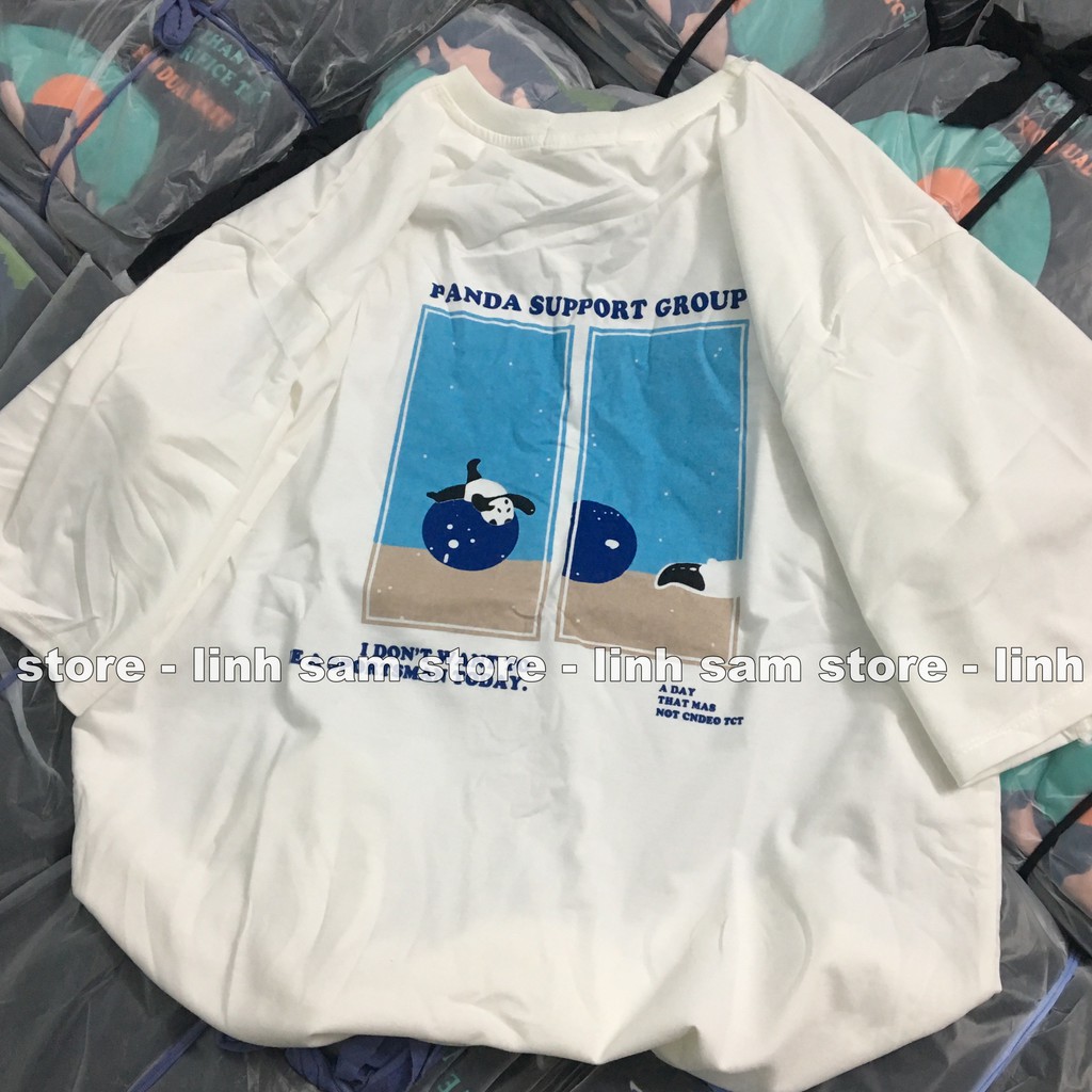 Áo thun tay lỡ nữ freesize phông form rộng dáng Unisex, mặc lớp, nhóm, cặp in chữ PANDA SUPPORT hình GẤU | BigBuy360 - bigbuy360.vn