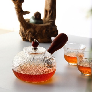 Ấm thuỷ tinh sần cán gỗ 350ml