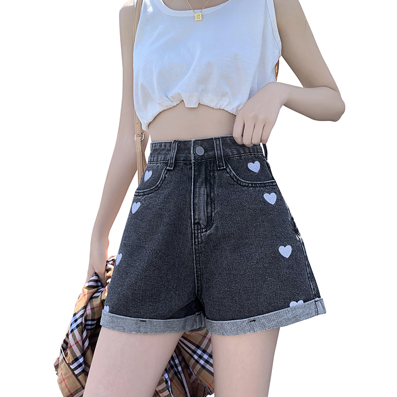 Quần Short Nữ Jeans Denim Lưng Cao Thời Trang Hàn