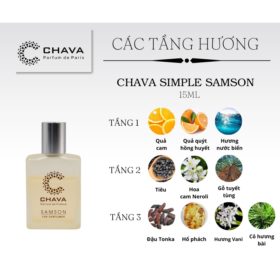 Nước Hoa Nam, Nước hoa Lăn CHAVA SAMSON 15ml Chính Hãng - Theo Tiêu Chuẩn Pháp