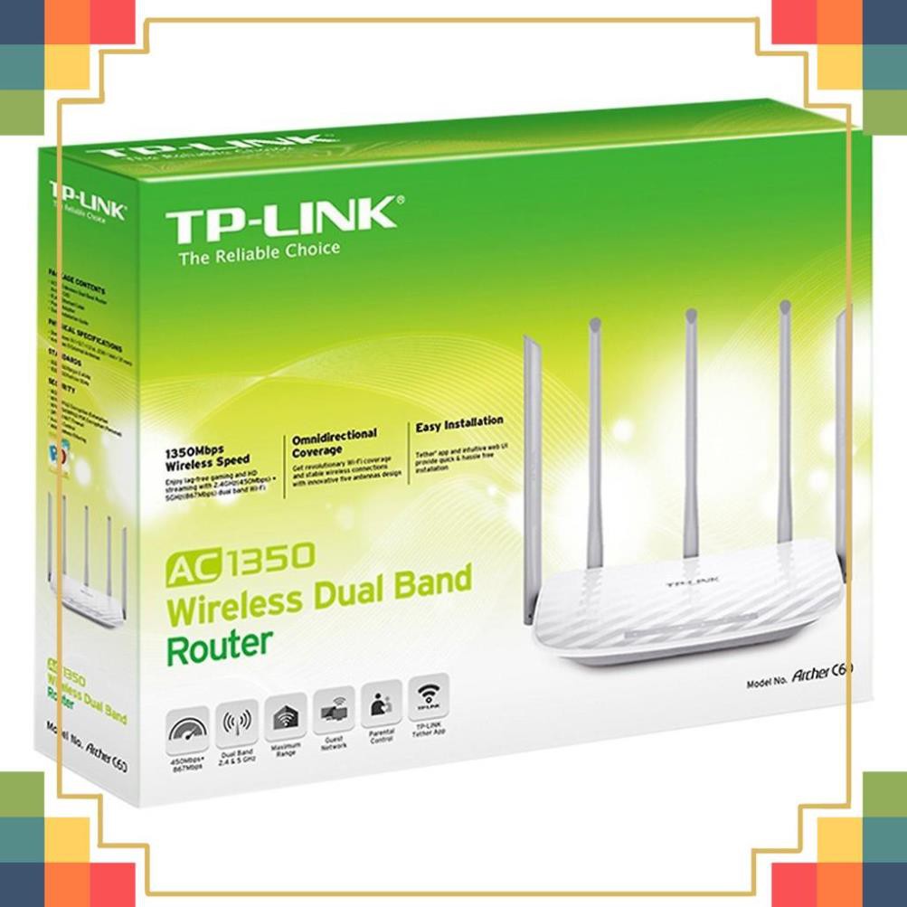 Bộ Phát Wifi TPLink Archer C60 AC1350-Router Wifi Băng Tần Kép 5 Ăngten-Chính Hãng BH 24T