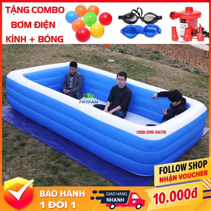 Bể bơi phao trẻ em 2m6 Hồ bơi phao bơi cho bé đáy 2 lớp chống trượt