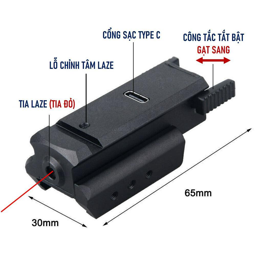 Đèn Laze Kim Loại Con Dán Bản Sạc Pin Cao Cấp - Phụ Kiện Đồ Chơi Nerf
