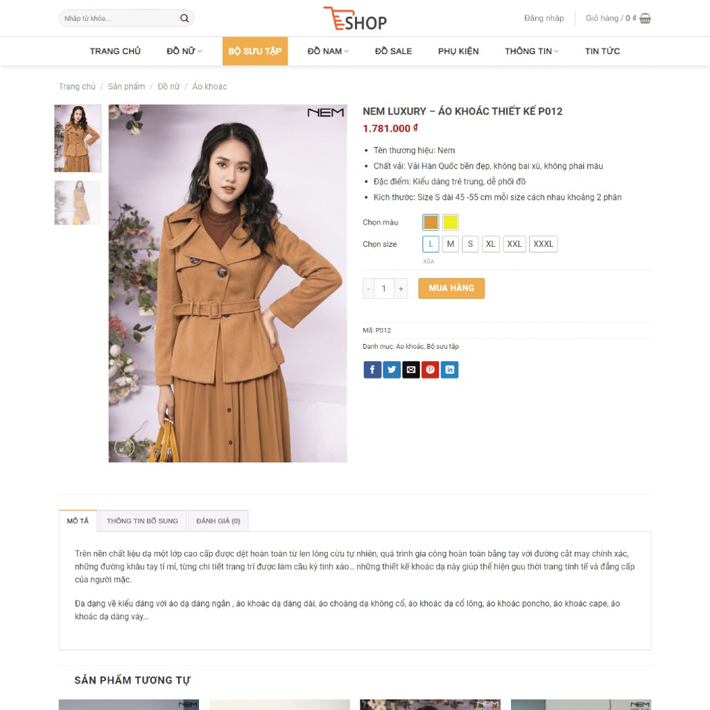 Mẫu website bán hàng hàng thời trang chuẩn SEO