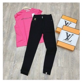 Quần legging 2 nút đính logo l v sang chảnh kèm hộp l