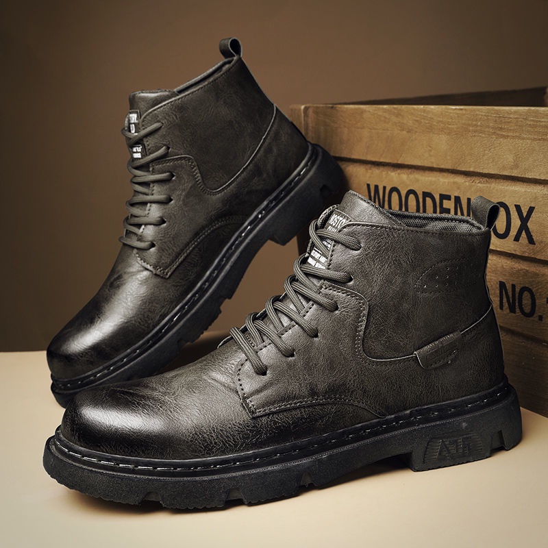 Giày Bốt Da Phong Cách Retro Thời Trang Cho Nam 2021