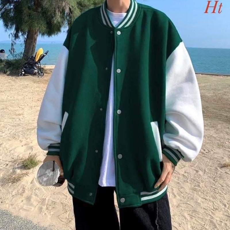 Áo khoác bomber nỉ cotton trơn đa màu HT13