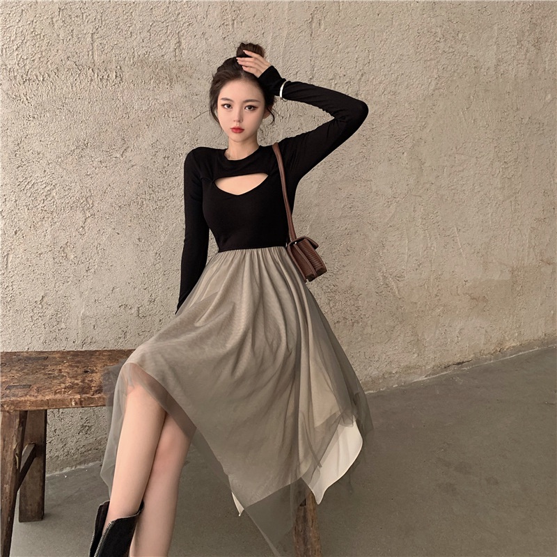 [GIÁ SỐC] 💜 Váy nữ đen dài tay thu đông kết hợp chân váy tutu siêu siêu yêu 🎀 | BigBuy360 - bigbuy360.vn