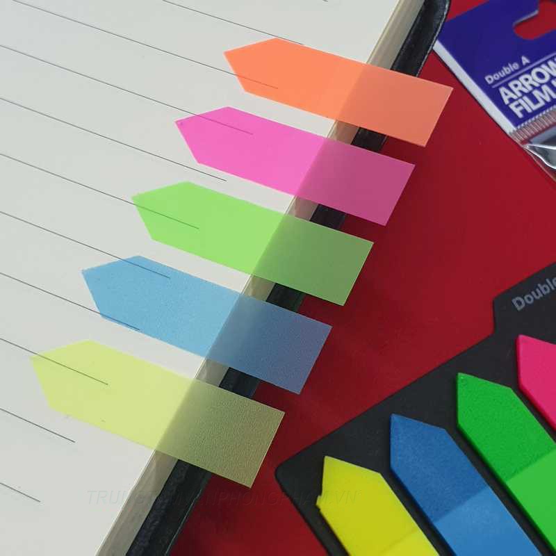 Giấy note mũi tên Double A giấy nhựa phân trang 5 màu dạ quang loại đẹp ANKICO