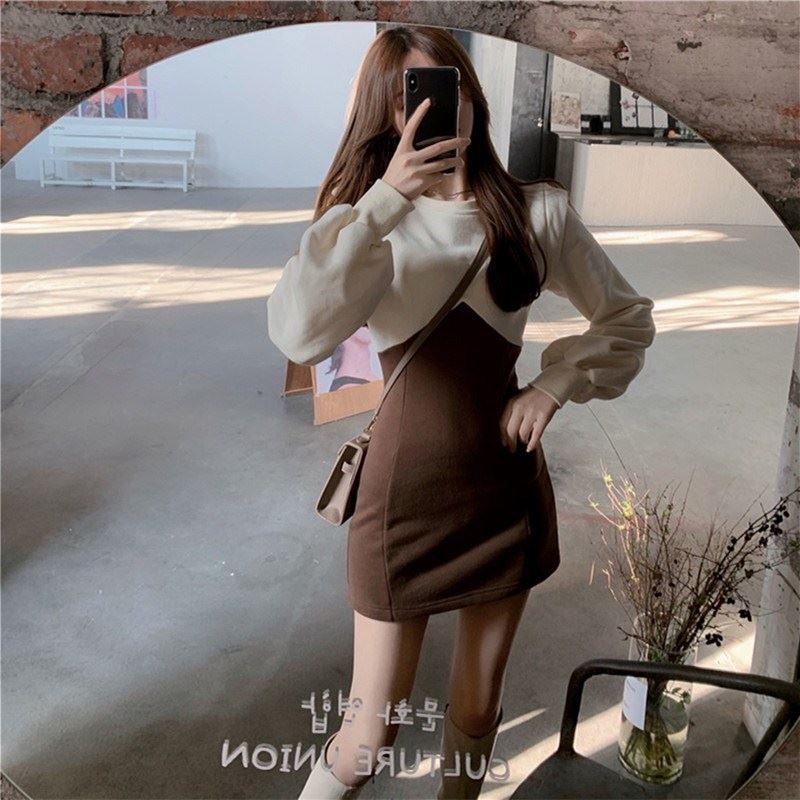 [MURIOKI] Đầm Ôm Eo Tay Dài Hai Mảnh Phong Cách Hàn Quốc Thiết Kế Mới Cho Nữ