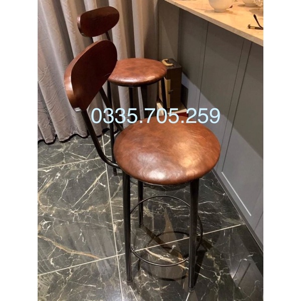 Ghế Quầy Bar Cao Quầy Thu Ngân Cao Gỗ Cao Su Chân Sắt Cao Cấp Dành Cho Quán Cafe Trà Sữa-TBL