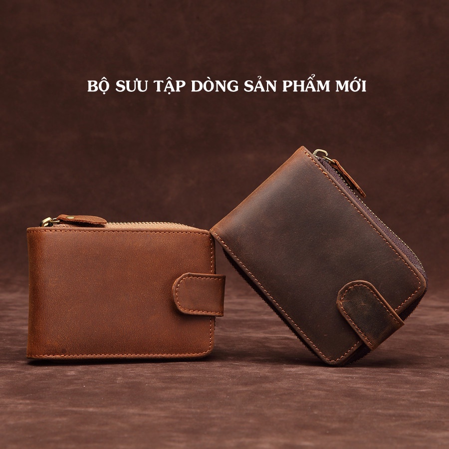 Ví nam nhiều ngăn đựng thẻ ATM, giấy tờ V29 da bò sáp 2 Màu thương hiệu ZACHI