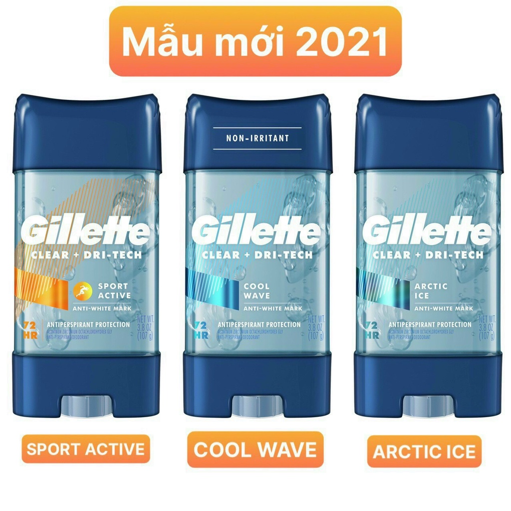 (Hàng USA) Lăn khử mùi nam Gillette Endurance Cool Wave Clear Gel 107g