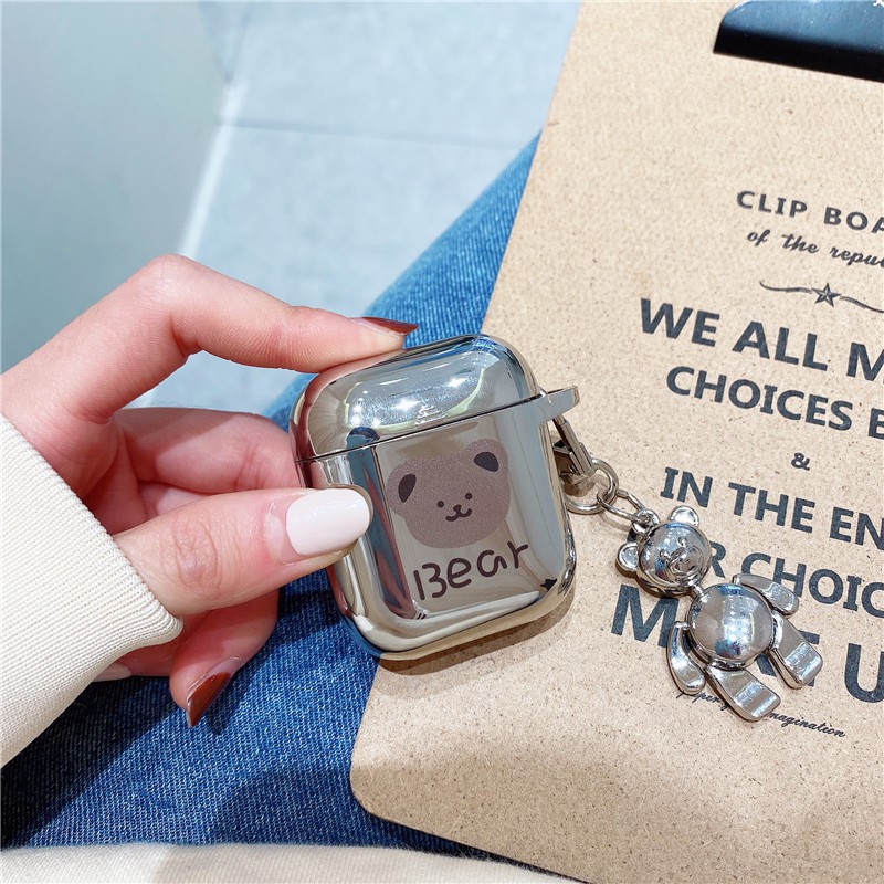 Vỏ bọc bảo vệ hộp sạc tai nghe Bluetooth mềm mạ điện họa tiết gấu Hàn Quốc cho AirPods Pro Airpods 1/2 | BigBuy360 - bigbuy360.vn
