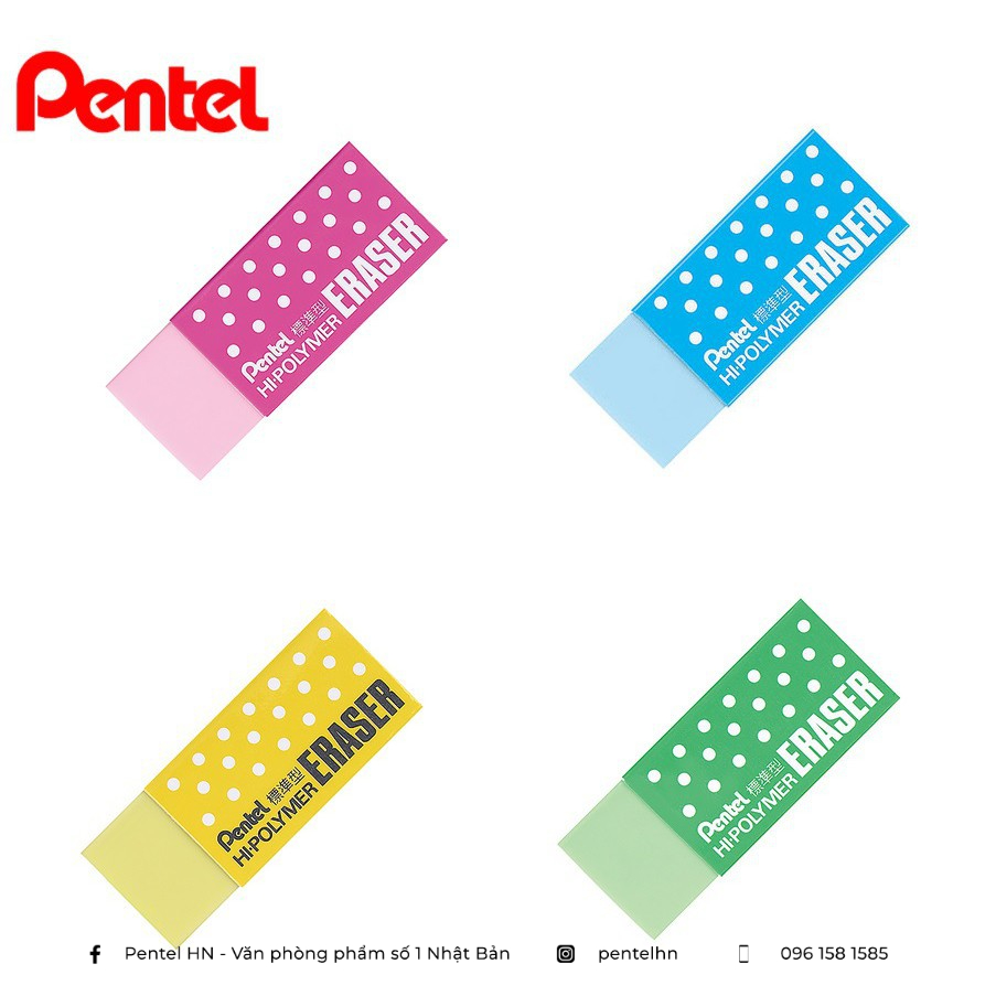 Tẩy Chì Pentel Hi-Polymer ZEH - 05 CME | Nhiều Màu Đa Dạng | Tẩy Sạch/ Không Bụi/ Không Độc Hại | An Toàn Cho Sức Khỏe |