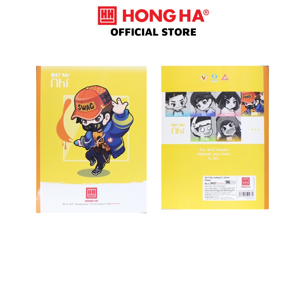 Vở 5 ô ly 96 trang Hồng Hà Class Biệt Đội Nhí - 0437 | Dành cho học sinh miền Trung - Nam