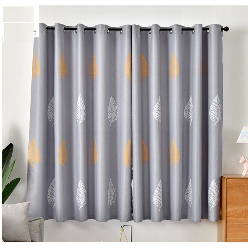 Rèm cửa giá rẻ 1m ngang x 2m dài mẫu Lá Nền Xám (giá 1 tấm)