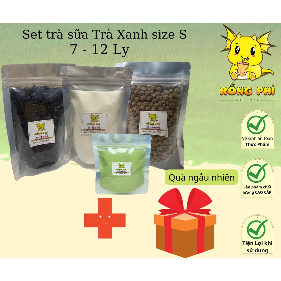 (Size S ) Set Trà Sữa Trà xanh (7 - 10 Ly) - Nguyên Liệu Rống Phì