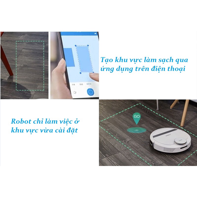 Robot hút bụi lau nhà Ecovacs deebot De53,DE55 APP Ecovacs home, lưu bản đồ, tường ảo siêu thông minh