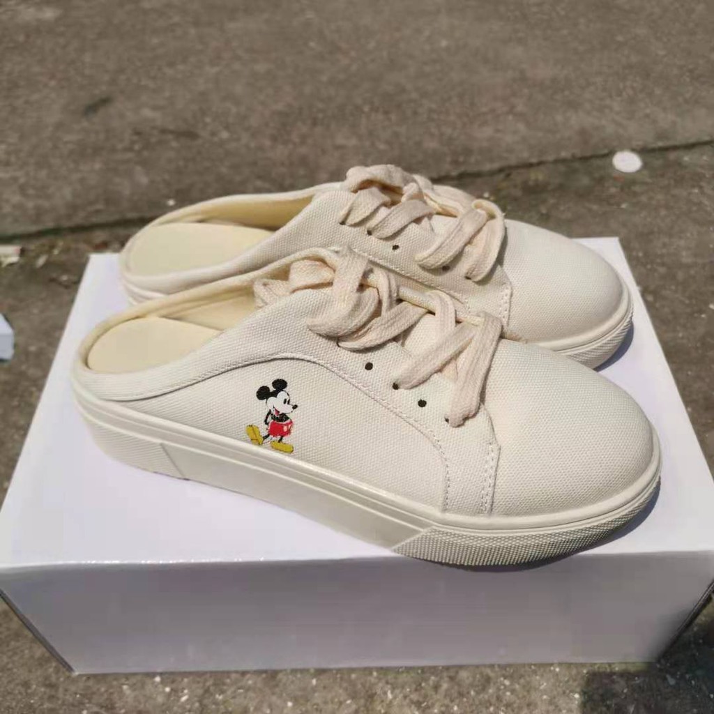 Giày lười vải Canvas in hình chuột Mickey dễ thương | BigBuy360 - bigbuy360.vn