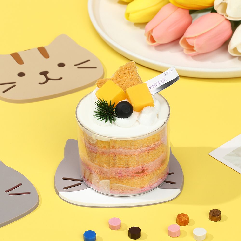 Đế Lót Ly Bằng Silicon Chống Trượt Hình Mèo Hoạt Hình Sáng Tạo