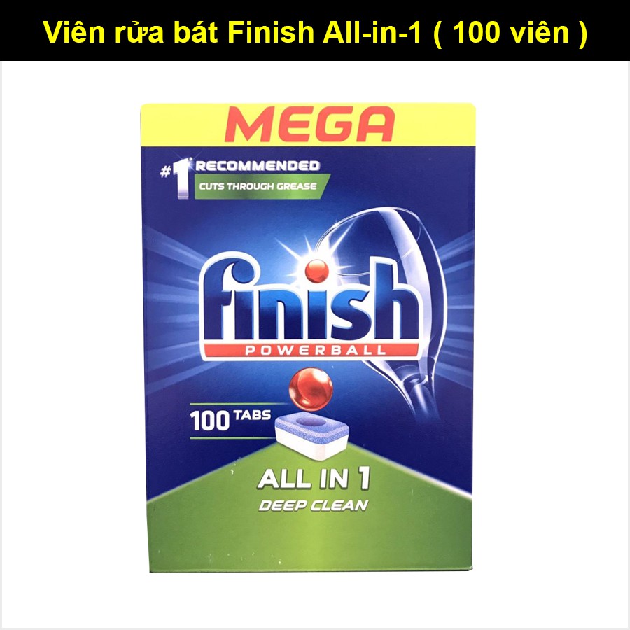 Viên rửa bát Finish All-in-1 hộp 120 viên (mẫu mới). Tặng viên Finish Nhật