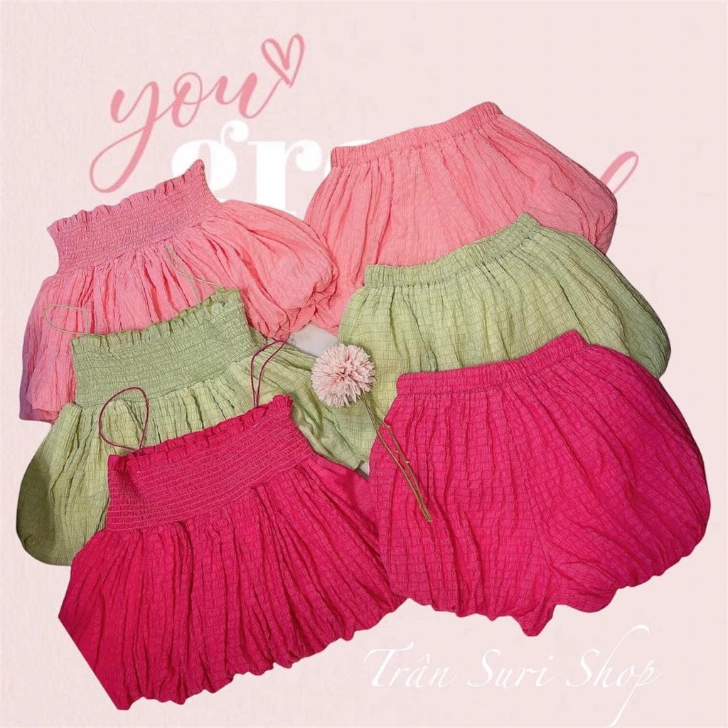 Set bí mặc đi chơi, mặc nhà cho nữ, áo hai dây, vải đũi xốp siêu HOT