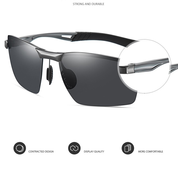 Mắt kính nam thời trang 2021, Kính râm nam Hàn Quốc gọng kim loại phân cực màu nâu, xám, đen_MS38 | BigBuy360 - bigbuy360.vn