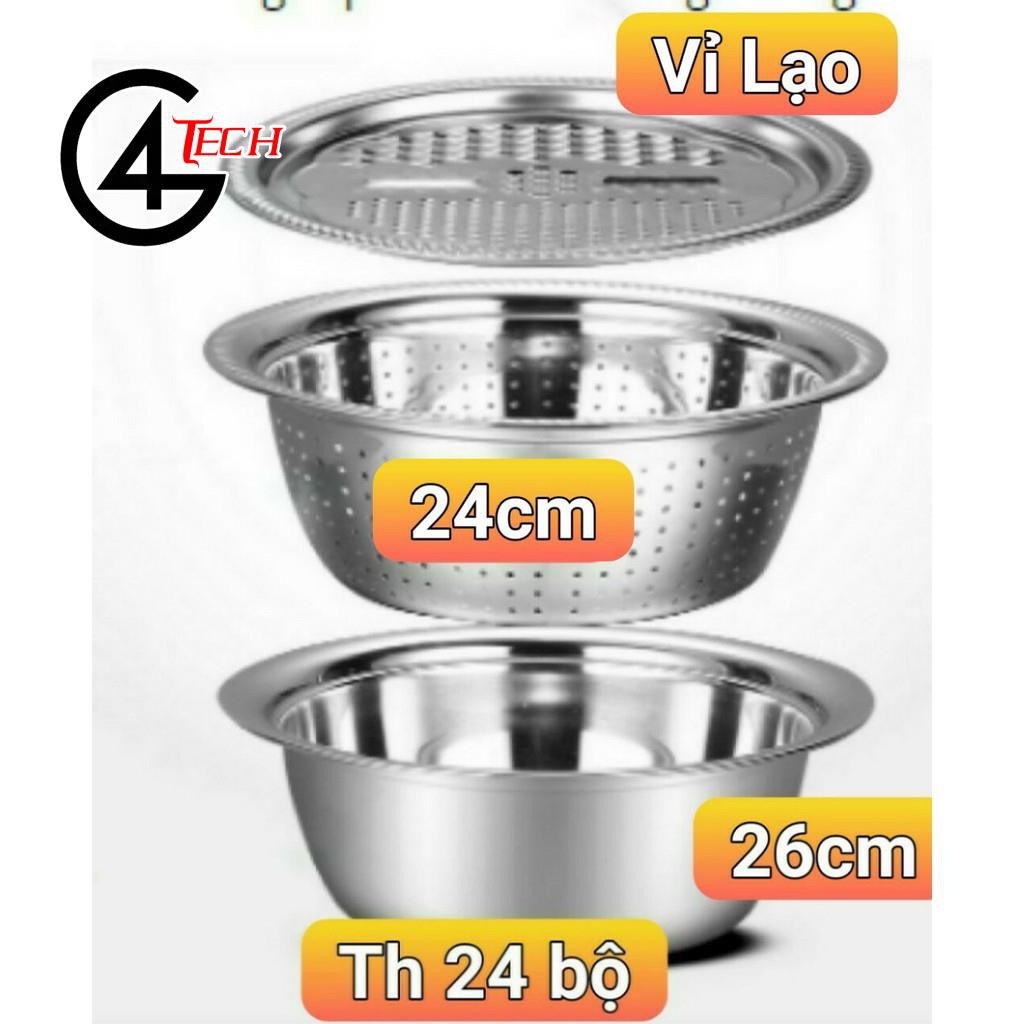 Bộ rổ và chậu kiêm bào nạo rau củ inox cao cấp