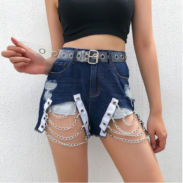 Quần short xanh có xích H43 Hỉn Hỉn Store