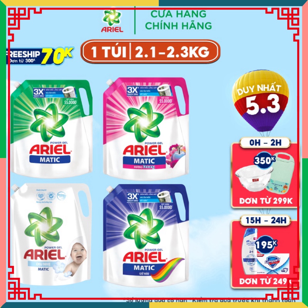 Ariel Matic nước giặt Túi 2.1Kg - 2.3Kg ( Đại lý Ngọc Toản)