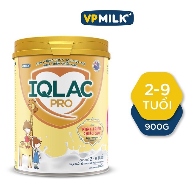 Sữa IQLac Pro Chiều Cao - Sữa Bột VPMilk Cao Lớn Cho Trẻ 900g Nhập Khẩu New Zealand