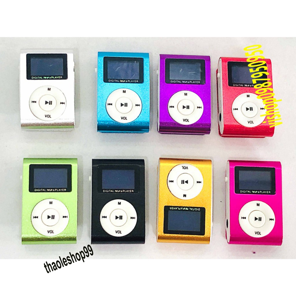 MÀY NGHE NHẠC VỎ NHÔM-Máy nghe nhạc MP3 mini màn hình LCD hỗ trợ Micro SD TF 16GB giao diện sạc USB