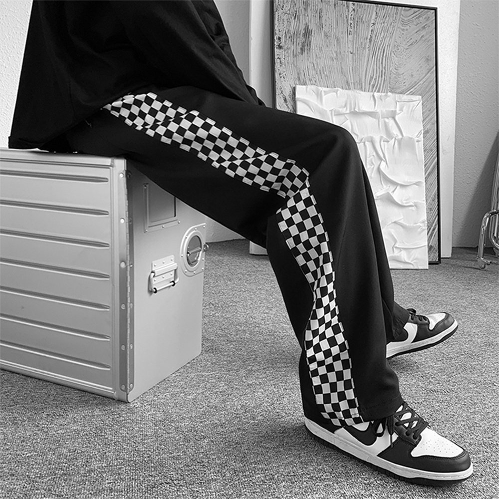 Quần Jogger Ống Rộng Kiểu Culottes Phối Viền Kẻ Carô STYLE MARVEN - JOGGER NAM 002C2