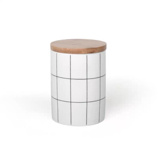 Hũ đựng hạt, đồ khô, gia vị bằng gốm sứ hoạ tiết caro