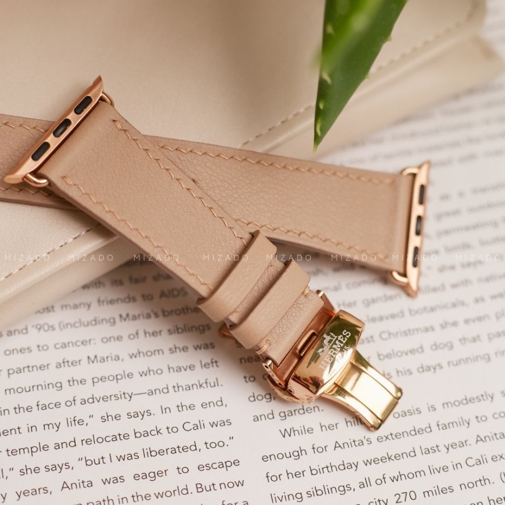 Dây da thủ công Swift Kem dành cho Apple Watch Series 1/2/3/4/5/6/7/SE, đồng hồ thông minh, đồng hồ cơ MIZADO DDTC108