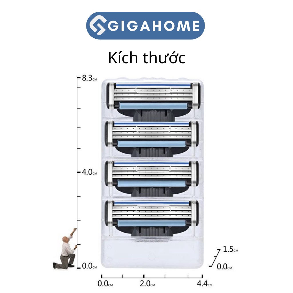 Bộ 4 Lưỡi Dao Cạo Râu 3 Lớp Cho Nam GIGAHOME Làm Sạch Nhanh Chóng 7375