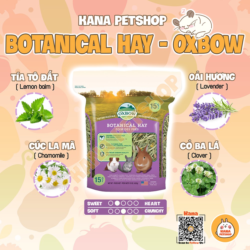 Cỏ Timothy FREESHIP Cỏ Botanical Timothy Oxbow Siêu Ngon Dành Cho Thỏ, Bọ, Chinchilla .