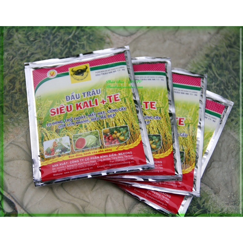 Phân Bón Đầu Trâu Siêu Kali +Te Nở Hoa Đồng Loạt,Đậm Màu Lâu Tàn ,Hiệu Đầu Trâu,gói 25gru