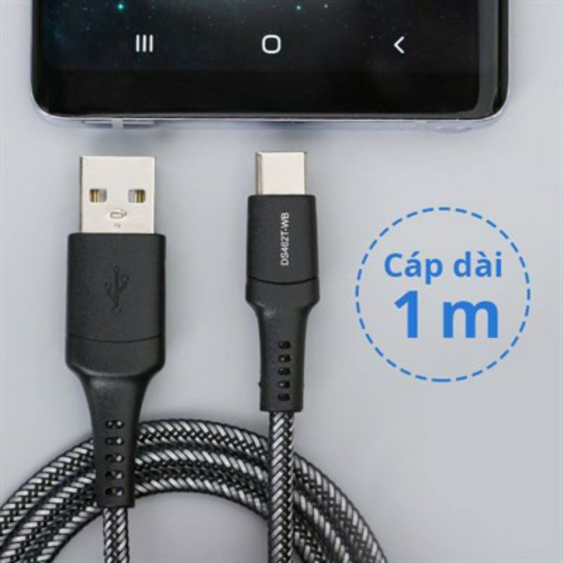 Cáp Type-C 1 m Mbest DS462T-WB Đen
