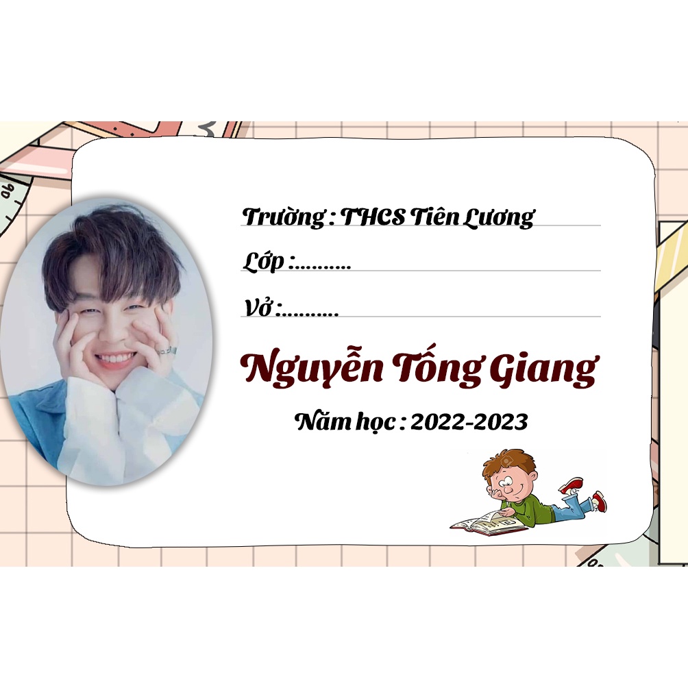 Nhãn vở học sinh 1 bìa 10 cái in theo yêu cầu