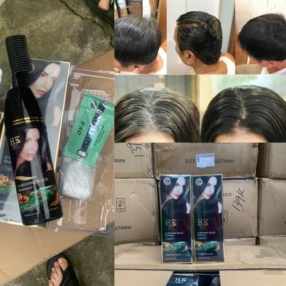 LƯỢC NHỘM TÓC THÔNG MINH MÀU ĐEN PHỦ BẠC 100% HE TEPI 200ML