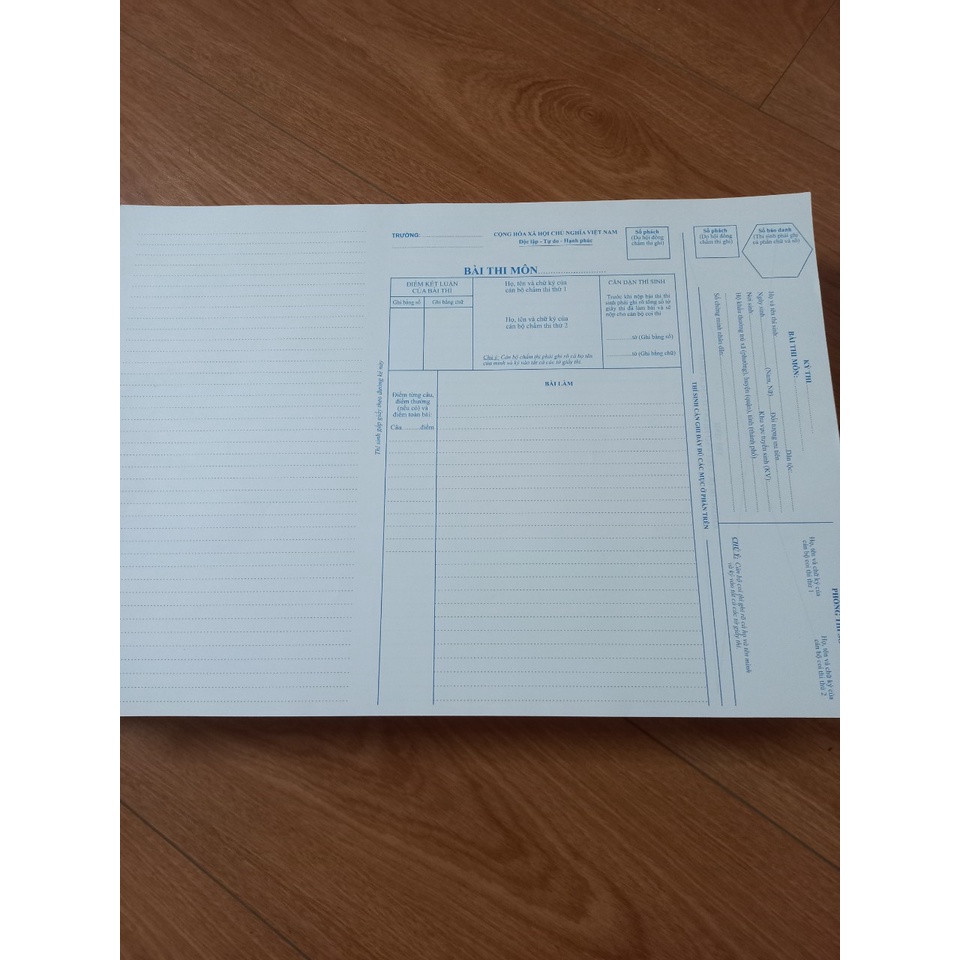 Giấy thi A3 1000 tờ màu xanh dọc phách