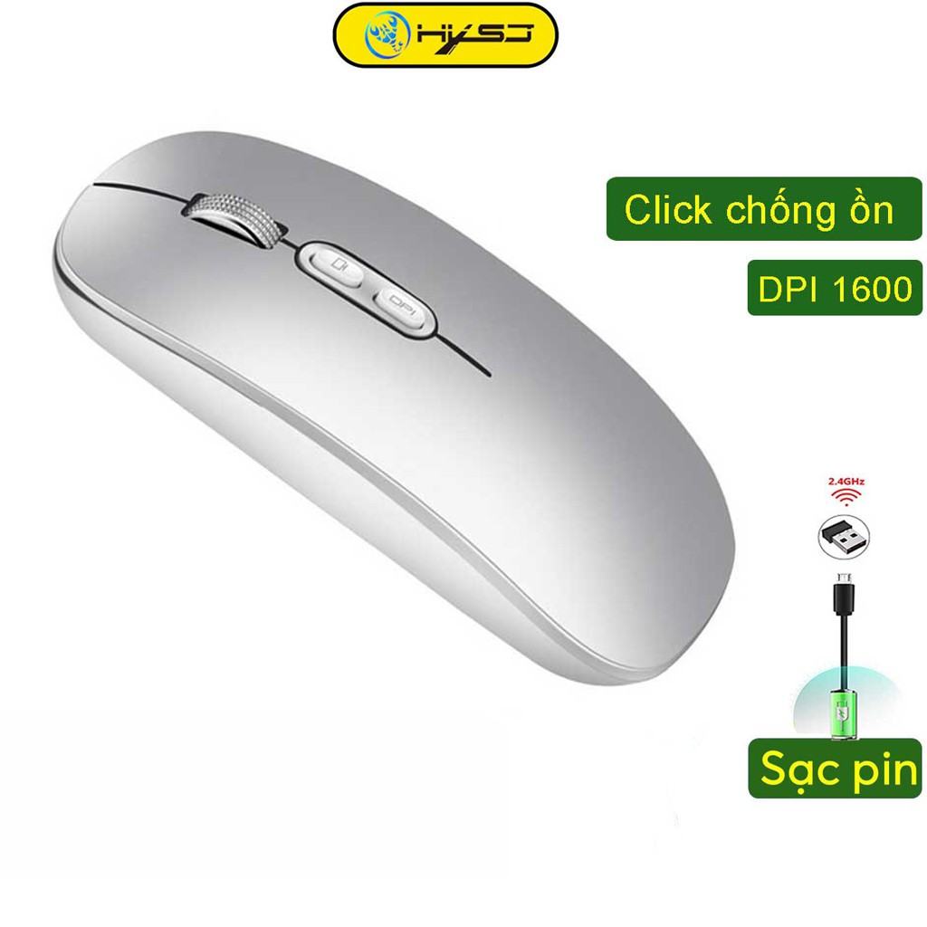 Chuột không dây HXSJ M103 wireless tự sạc pin siêu mỏng không gây tiếng ồn chuyên dùng cho Máy tính, pc, Laptop, Tivi