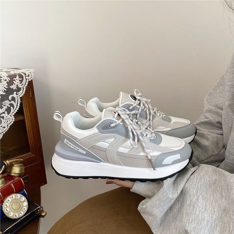 Giày thể thao nữ sneaker nữ xám trắng độn đế siêu tôn dáng hàng hot hit